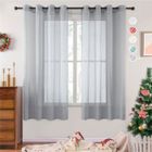 Topfinel Rideau Voilage Gris 140x160cm de Fenetre Chambre,2 Panneaux Rideaux Voilages Intérieurs Transparent à Oeillets pour Salon