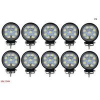 10x Phare Supplementaire Lumineux Profondeur Auto Hors Route 10-30V Rond 9 Led