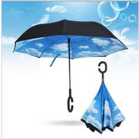 Créatif inverse de C type parapluie ,mains libres, double toile parapluie et anti-vent spécialement commodité pour la voiture