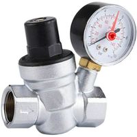 Valve de regulation de pression reglable en laiton avec manometre pour eau (1,9 cm DN20)