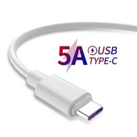 Câble téléphone,Câble USB Type C 5A blanc pour recharge rapide et transfert de données,cordon de chargeur - WT 5 A Type c cable -2m