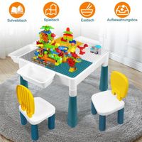 Ensemble de Table et Chaise pour Enfant avec 2 Chaises Table de Jeu Enfants avec 163 Blocs de Construction SUUSOLNY
