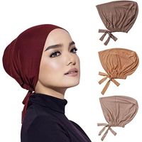 4 PCS Femmes Hijab Undercap Muslim Inner Backes Cap avec une fermeture à cravate Ajustement Ajustement Caprimat de chimio-turban，B