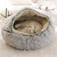 Lit pour chat, coussin doux et chaud pour l'hiver, nid d'animaux de compagnie, pour chats et petits chiens, 60 cm (gris)