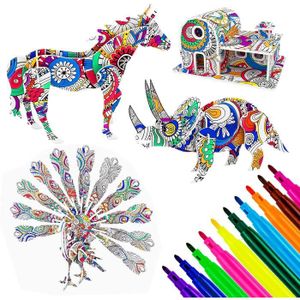 Art de Coloriage Peinture 3D Puzzle avec 30 Marqueurs Pen MOOKLIN ROAM 9 Pack Ensemble de Puzzle à Colorier 3D pour Enfants Jeu De Puzzle pour Adultes Filles Garçons