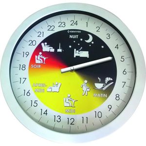 HORLOGE - PENDULE Horloge Alzheimer - Pendule Murale Pour Salon - Aide À La Mobilité - Senior - Horloge 24 Heures - Visualisation Précise Des D[H886]