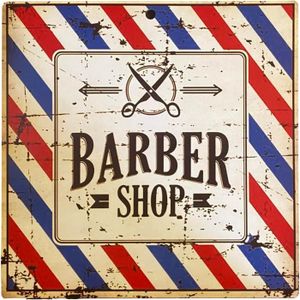 TABLEAU - TOILE Kustom Art Tableau Style Vintage Barber Shop De Collection Impression Sur Bois 21 X 21 Cm.[n4241]