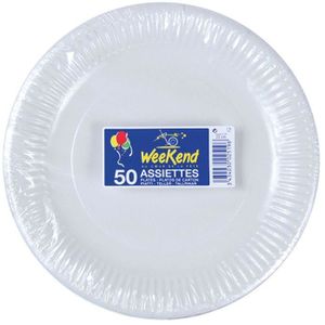 Assiette Jetable en Carton Blanche 18 cm 50 Pièces FTM00228 - Sodishop