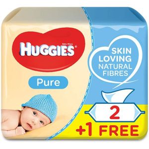 HUGGIES Huggies Pure lingettes pour bébé 2+1 OFFERT 3x56 168 lingettes pas  cher 