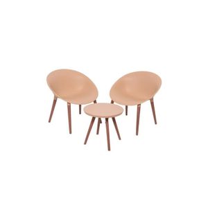 Ensemble table et chaise de jardin Salon de jardin en plastique Marbella rose - Jardideco 50x50x45cm Rose
