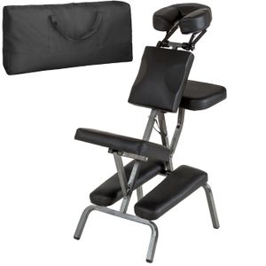 TABLE DE MASSAGE - TABLE DE SOIN TECTAKE Chaise de Massage pliante Rembourrage épais - Noir + Sac de Transport