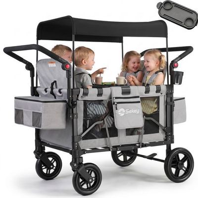 wanan Poussette wagon pour 4 enfants, chariot de chariot avec 4 sièges
