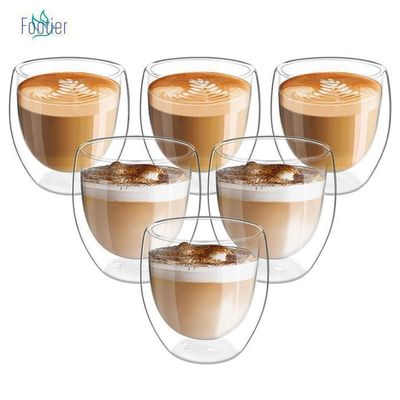 Lot De 2 Tasses à Expresso En Verre Avec Support Bois - 170 Ml, Design élégant, Pour Café, Cappuccino Ou Thé