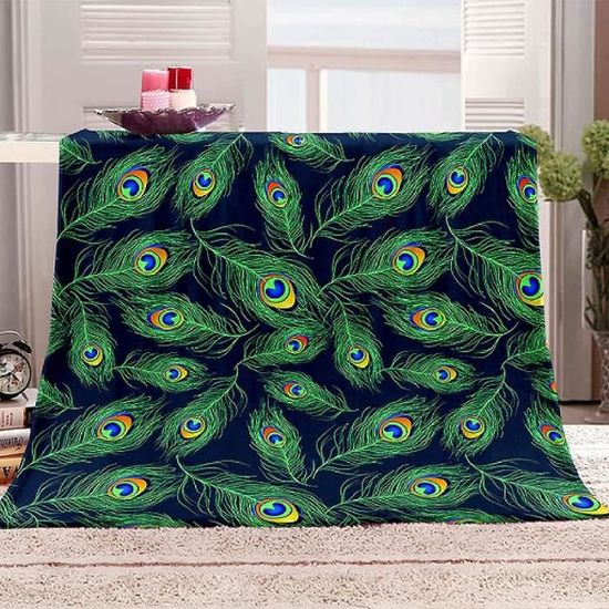 Couverture Polaire Paon Ultra Douce 101.6 X 127 Cm – Peluche Chaleureuse Pour Enfants, Filles, Garçons – Idéale Chambre, Canapé, Voyage