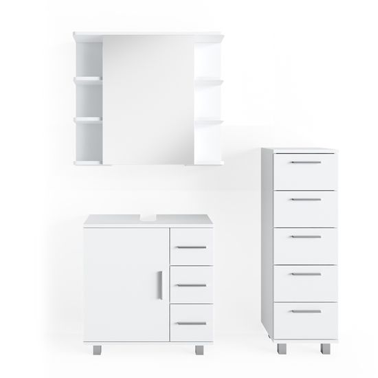 Meubles bain Ilias Chêne 3 pièces, avec armoire haute Vicco | Chêne