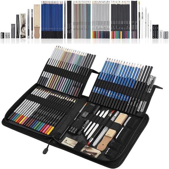 Kit 33 Pièces Crayons à Dessin Professionnels PRITOK - Sac De Transport Inclus Pour Artistes Et Débutants