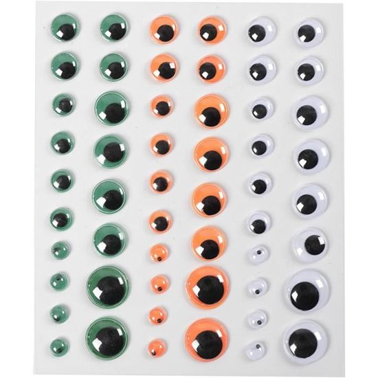 TOAOB 8pcs 40mm 50mm Yeux Mobiles Autocollants Adhésifs en Plastique Ronds Blanc Noir pour Scrapbooking Artisanat Accessoires DIY Craft Poupées Décorations