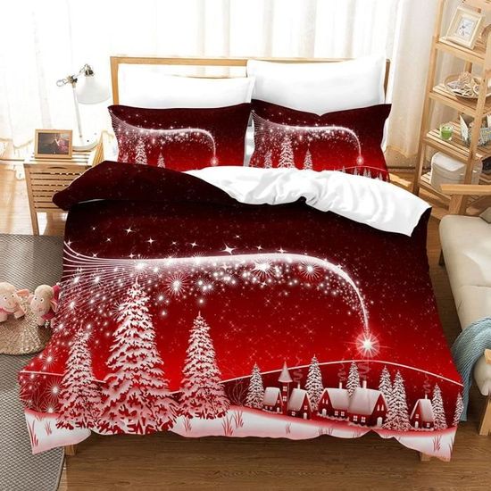 Housse De Couette Joyeux noël père noël et Cadeaux Parure de lit