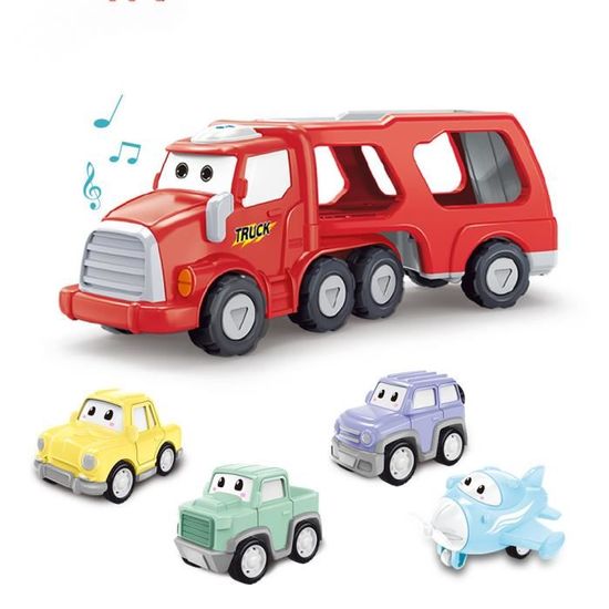 Vautvis Camion Jouet Enfant 1-6 Ans - Avec Sons Et Lumières - 7 Véhicules Inclus - Police, Course, Avion