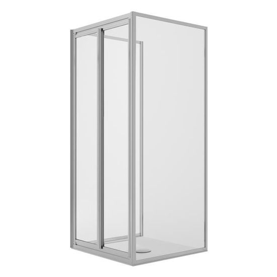Paroi de douche frontale BASIC Fixe + Coulissante 160 cm + Latérale 75