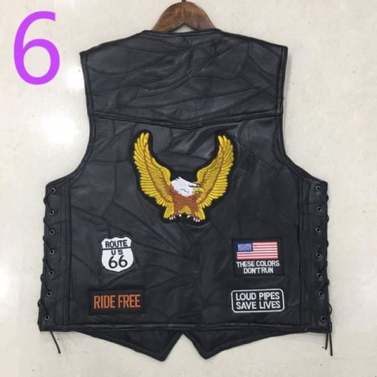 Gilet De Motard En Cuir à Lacets Latéraux Classiques Pour Hommes Leath