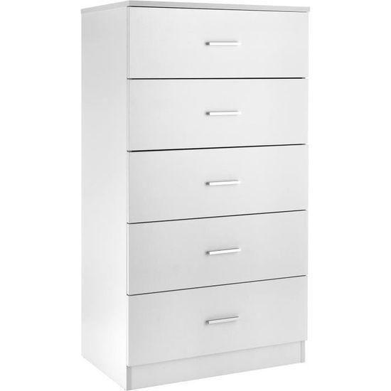 Commode 5 Tiroirs Baroni Home - Mélaminé, 60x40x110 Cm - Rangement Chambre Ou Salon - Style Moderne