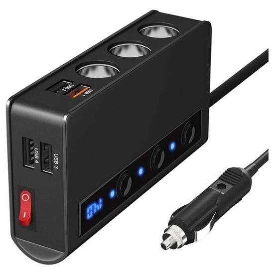 Répartiteur Allume-cigare Revolt 120W - 3 Prises 12/24V + 4 Ports USB