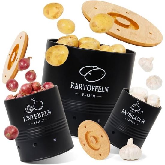 Lot De 3 Boîtes De Rangement Pour Pommes De Terre, Oignons Et Ail Garde Les Légumes Frais Plus