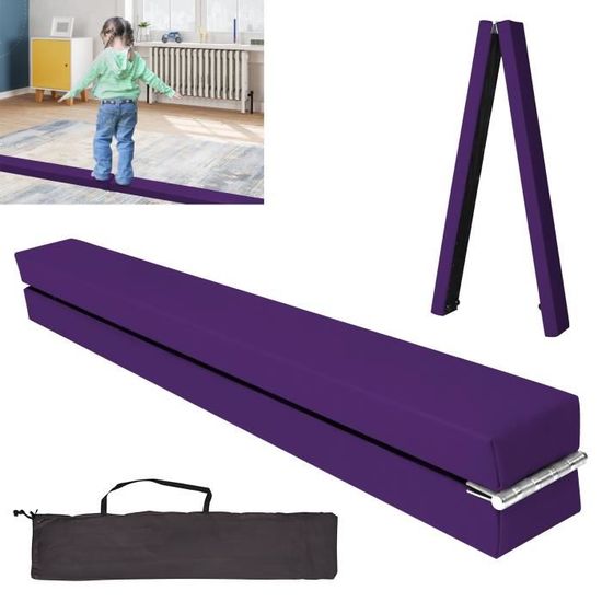 Poutre D'Équilibre Pliable 245 Cm - 5 Hauteurs Réglables, Pour Enfants, Gymnastique à Domicile, Violet - 12