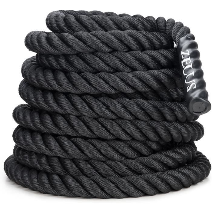 Z ZELUS Corde de Bataille 9m Corde Ondulatoire pour Musculation Formation & Fitness Corde d’Entrainement Battle Ropes 38mm Diamètre