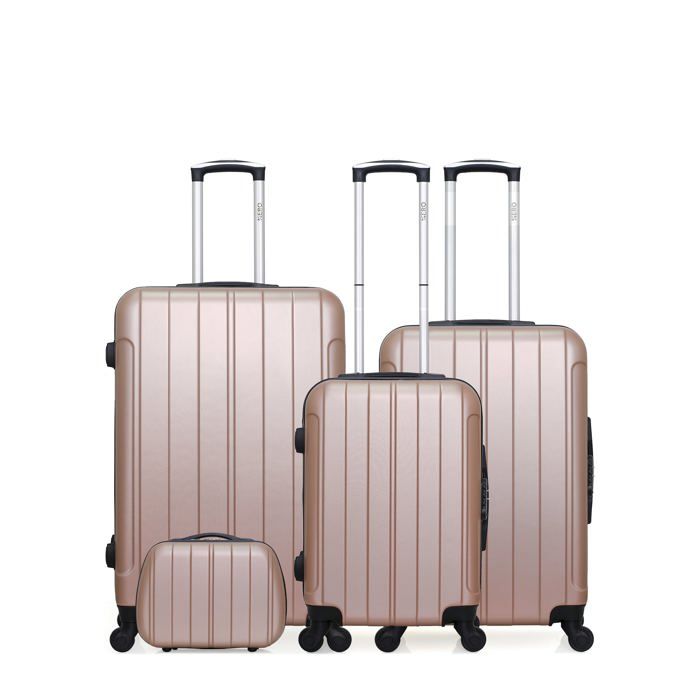 HERO – SET DE 4 VALISES - ABS – 75cm – 4 roues – FOGO-C – ROSE DORE