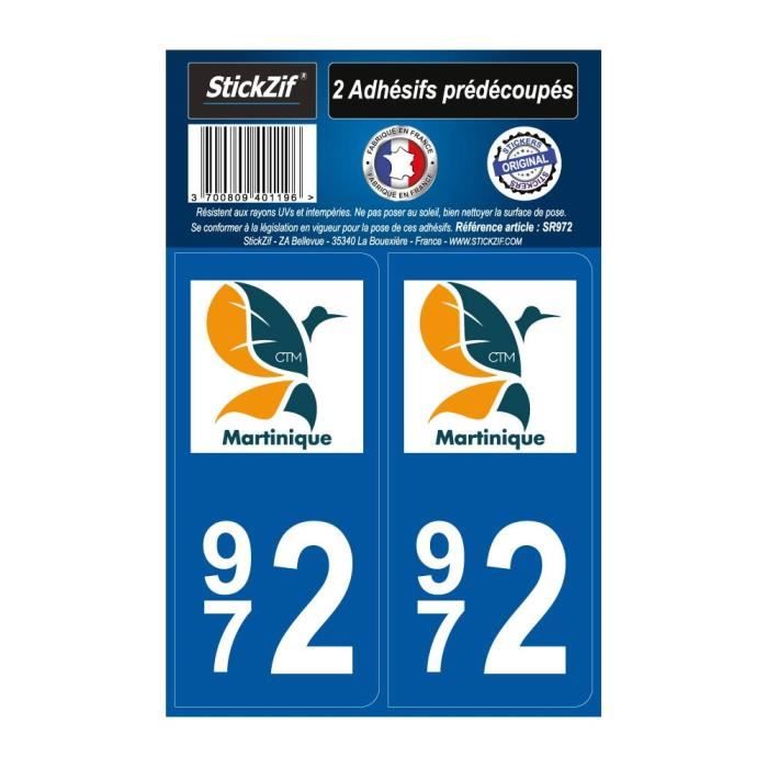 STICKZIF 2 Autocollants Région Département 972 SR972