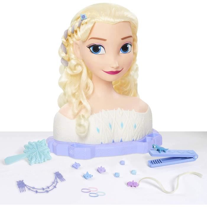 La Reine des Neiges 2-Elsa, Tête à Coiffer Deluxe, 18 Accessoires de Coiffure Inclus, Jouet pour Enfants dès 3 Ans, FRND6 1205