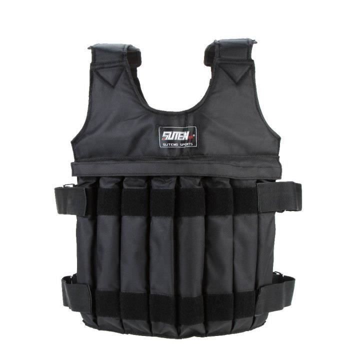SUTEN Max 20 kg de chargement Poids ajustable Weighted Vest Blouson Gilet d'exercice boxe entrainement Weightloading sable Veteme.
