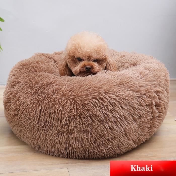 Corbeilles,Lit en peluche souple pour chiens Niche ronde, niche, lits pour petits chiens, chiot, canapé lit pour - Type Khaki-XL