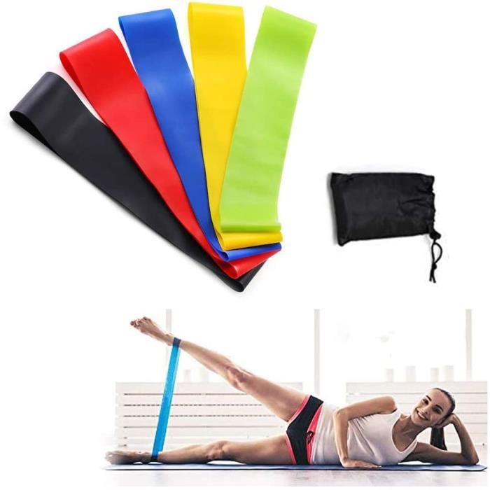 Bande de résistance élastique ALTERDJ Bande Élastique Fitness, Sac de Transport, Set de 5 Bandes Elastiques Musculation, 232
