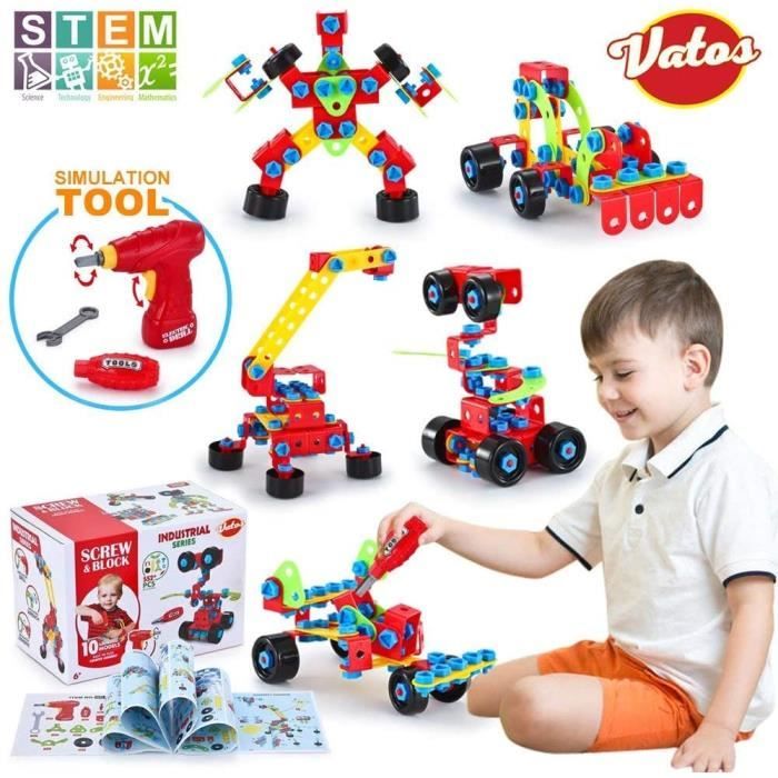 VEHICULE A CONSTRUIRE ENGIN TERRESTRE A CONSTRUIREVATOS Jouets de Construction STEM Kit de Jouets d'apprentissage Ensemble de 89