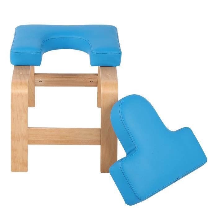 Chaise d'inversion de yoga bleu en bois tabouret à l'envers banc d'exercice de sport (bleu)-YIN
