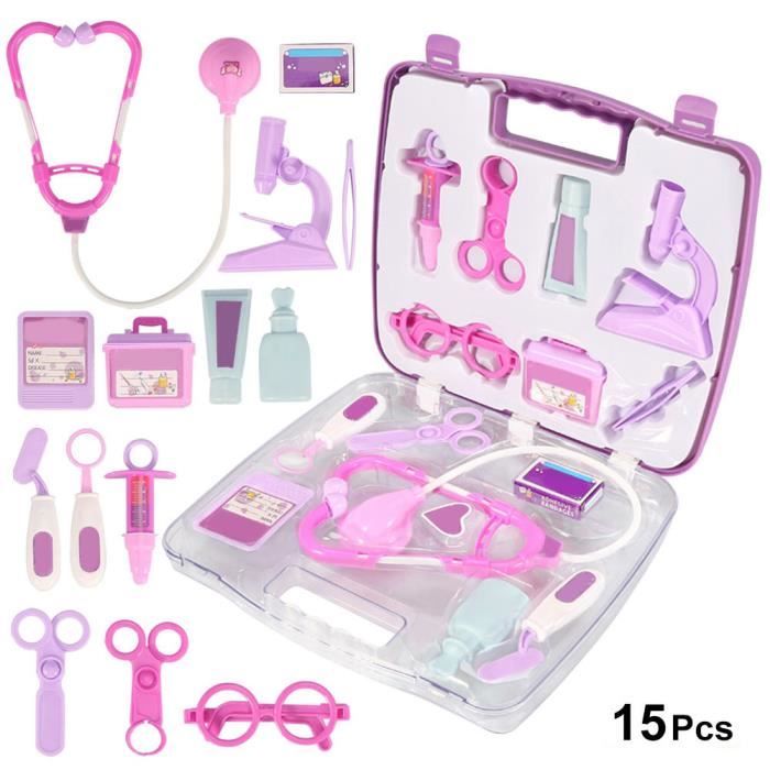 ESTINK kit de docteur de jeu Enfants Enfants Jeu de Rôle Médecin Kit Équipement Infirmière Cas Jouet Cadeau Rose / Violet