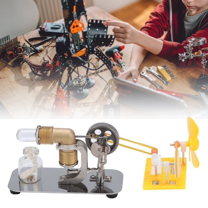 Modèle de moteur Mini Stirling Moteur Stirling haute température avec accessoires de bricolage Modèle d'enseignement scientifique