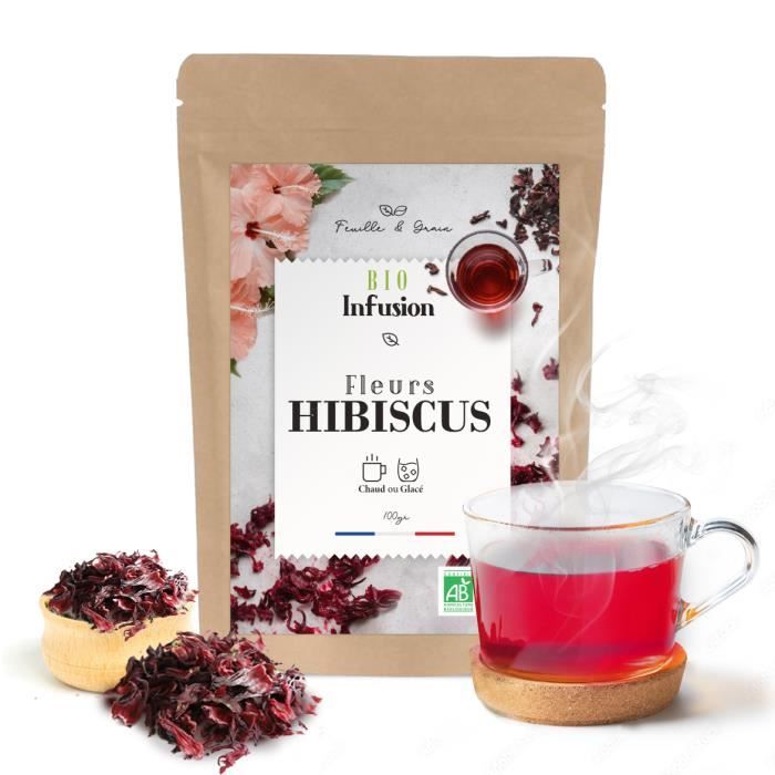 Fleurs D'Hibiscus - Fleurs en vrac pour tisanes, infusions, thé ou encore Bissap - idéal Cure Detox Drainante - 200 gr