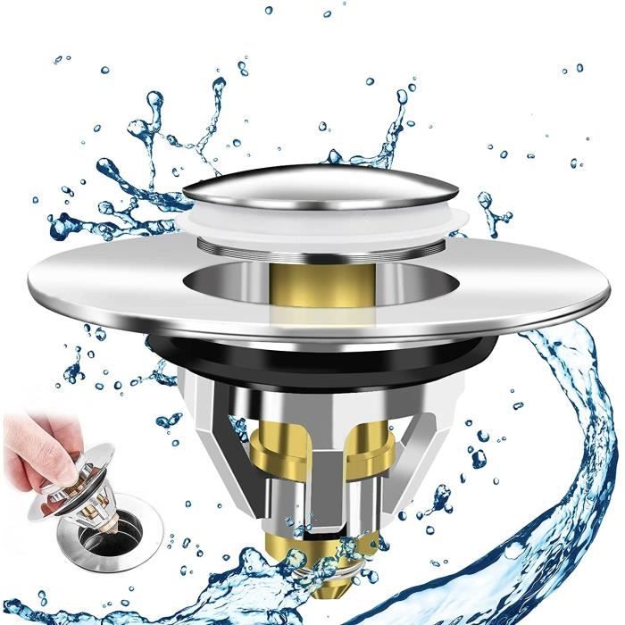 Bouchon Lavabo Salle de Bain Pop-Up 33.6mm Bouchon de vidange en acier inoxydable pour trous de vidange de 34 mm à 36 mm de diamètre