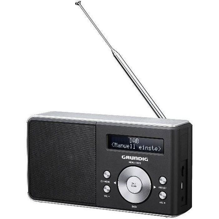 GRUNDIG Radio-réveil portable FM Digital RDS DAB+ - 1W - Noir