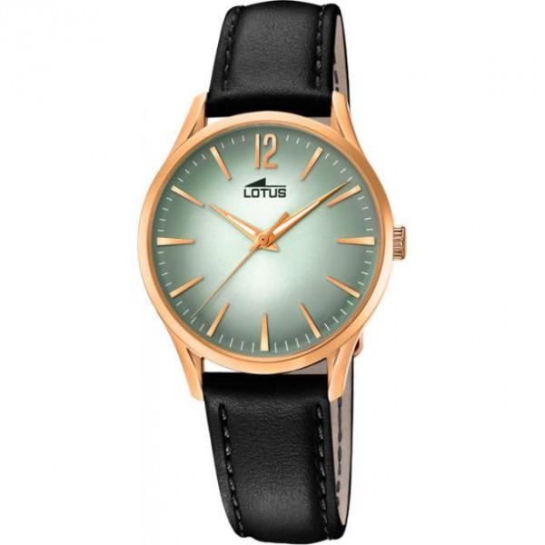 Montre Lotus femme acier doré rose cuir noir 18407/5