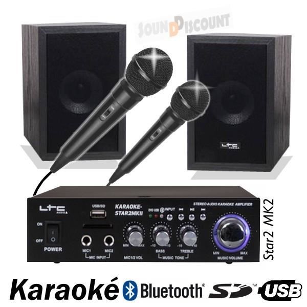 PACK KARAOKE STAR2MKII AVEC AMPLI + ENCEINTES + MICRO + USB BLUETOOTH MP3 PA-DJ