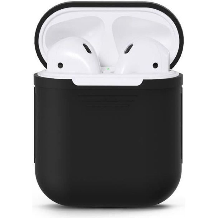 Housse Étui Airpods Casque portables Coque de protection en silicone et de peau pour Apple Airpods casque (Noir)