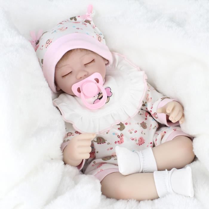 Simulation Réaliste Reborn Bébé Poupées En Silicone Souple Les Yeux Fermés de Couchage Fille Poupées Réaliste Nouveau-Né Poupée Fill