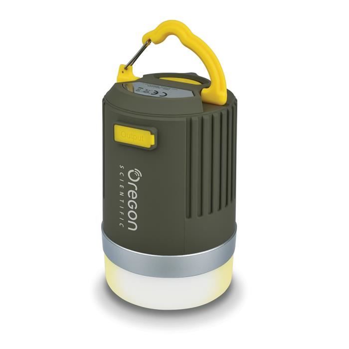 Oregon Scientific - Lanterne de Camping rechargeable étanche et puissante avec sortie USB pour charger le téléphone - PB500