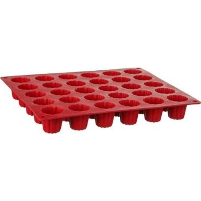 Moule 30 Cannelés Silicone -Silipro- 28cm Rouge