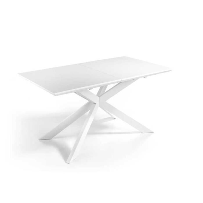 Table de repas à allonge Laque blanc mat - PICTON - L 160/210 x l 90 x H 76